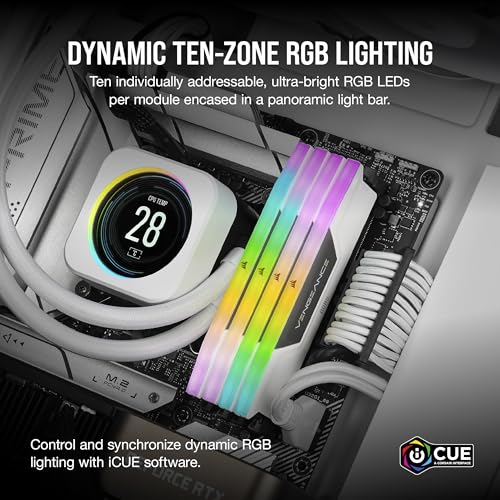 Image of CORSAIR Vengeance RGB DDR5 RAM 64GB (2x32GB) 6000MHz CL30-36-36-76 1.4V AMD Expo & Intel XMP Desktop Computer Memory - White (CMH64GX5M2B6000Z30W)