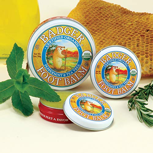 Badger Foot Balm, Organic Tea Tree & Olive Oil Foot Care For Dry Cracked Heels, Cracked Heel Repair For Dry Cracked Feet, Foot Cream Heel Balm, 0.75 Oz (2 Pack) #TOP6