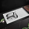 Fregadero de cocina de acero inoxidable – 1 bandeja – Rectangular – 90 × 50 × 15 cm