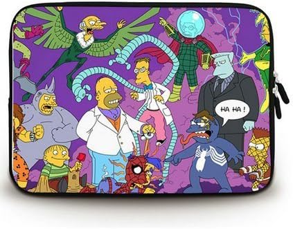 PooHoo Custom The Simpsons Simpsons Spiderman Superheroes Design Waterproof Neoprene Laptop Soft Sleeve for 15 inch Laptop