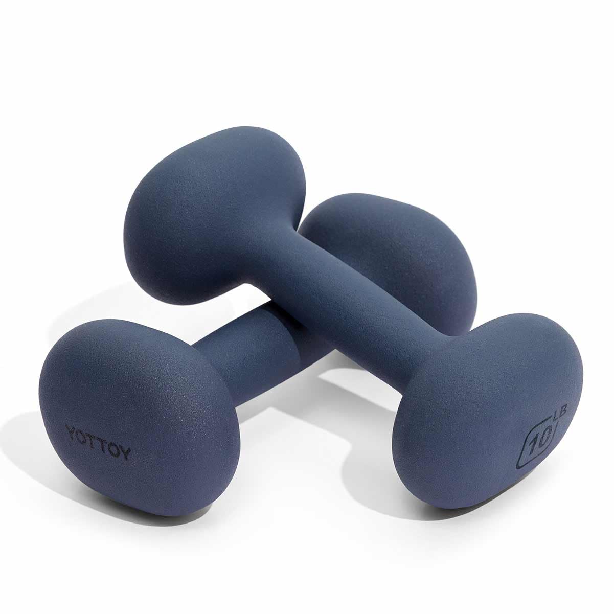 YOTTOY Weights Dumbbells Set,2-15 Pound Dumbbells Set of 2, Non-Slip Hand Weights for Home Workouts, Portable Strength Training Neoprene dumbbells (Blue, 10LB-Pair)
