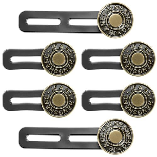 QWORK 6er Set Hosenbunderweiterung Knopf 35mm/50mm Verstellbare Knopfverlängerung aus Silikon für Jeans und Hosen Unisex