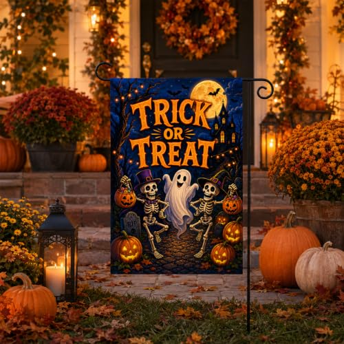 Halloween Ghost Garden Flag 12x18 Inch, Double Sided Yard Decor for Outside - image 2