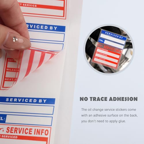 Image of 300PCS Car Oil Change Stickers for Windshield,Next Service Due Sticker,2 inchx2 inch Removable Vinyl Stickers for Most Cars Trucks SUVs (Blue Red 2)