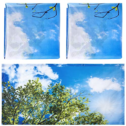 Image of Hortsun Pack of 2 Fluorescent Light Covers 4 x 2 Feet Magnetic Ceiling Light Cover Room Supplies for Home Office(Blue Sky Leaves)