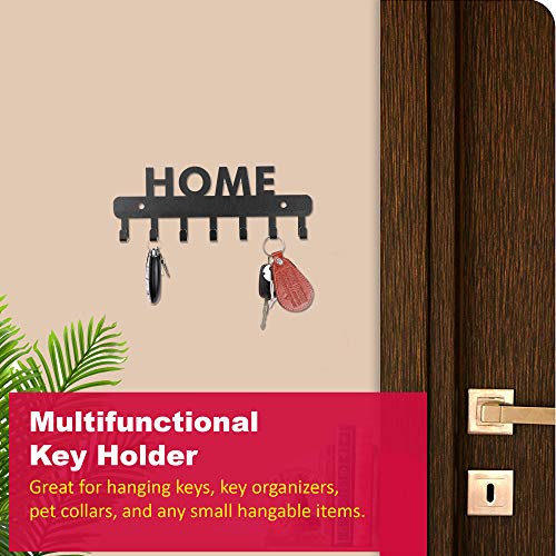 Image of Sehaz Artworks Metal Key Holder for Home | Bird Key Hooks | Key Holder for Home Decor Stylish | Key Stand for Wall (7 Hooks, Black)
