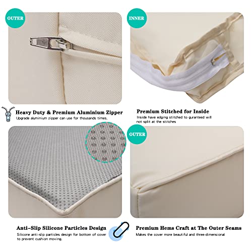 9 Pack Outdoor Patio Cushions Replacement Covers Fit For 5 Pieces 4-Seater Wicker Rattan Furniture Conversation Set Sectional Sofa Seat Cushion Pillow, Water-Resistant Fadeless,Beige-Covers Only #TOP2