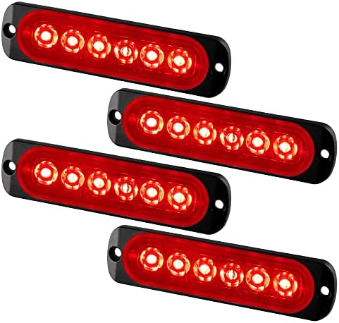 Teguangmei 4Pcs Ultra Thin 4LED Emergency Strobe Lights Blue Hazard Beacon Warning Flash Lights Universal for Car Vehicle Truck 12-24V