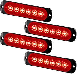 Teguangmei 4Pcs Ultra Thin 4LED Emergency Strobe Lights Blue Hazard Beacon Warning Flash Lights Universal for Car Vehicle Truck 12-24V