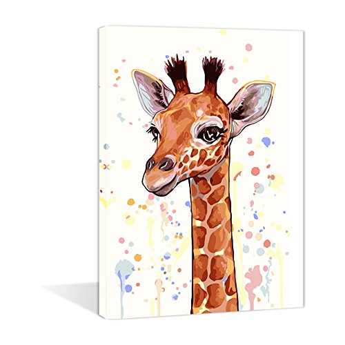 Paint by Numbers 16 x 20 inch Canvas Art Kits DIY Oil Painting for Kids/Students/Adults Beginner Wall Decorative Painting, Giraffe(Frameless)