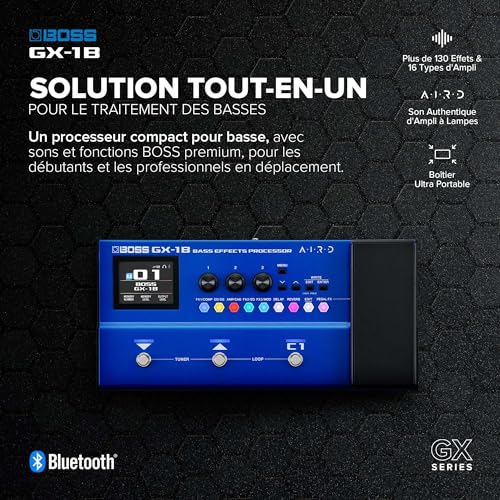 BOSS GX-1B processeur d'effets basse ultra portable avec amplis AIRD et Bluetooth - 2
