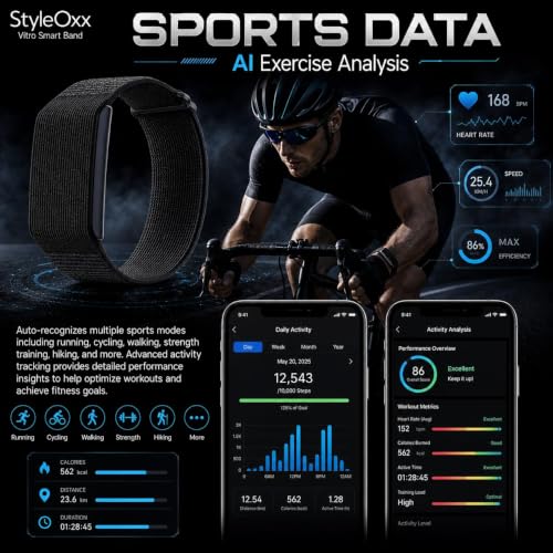 Image of Nex-QFit Pro Smart Fitness Band with 24 /7 Activity Tracking, Heart Rate & HRV Monitoring,Stress & Sleep Tracking, AI- Health Analysis,50+Sports Modes,30 Days+ Battery Life,Subscription-Free