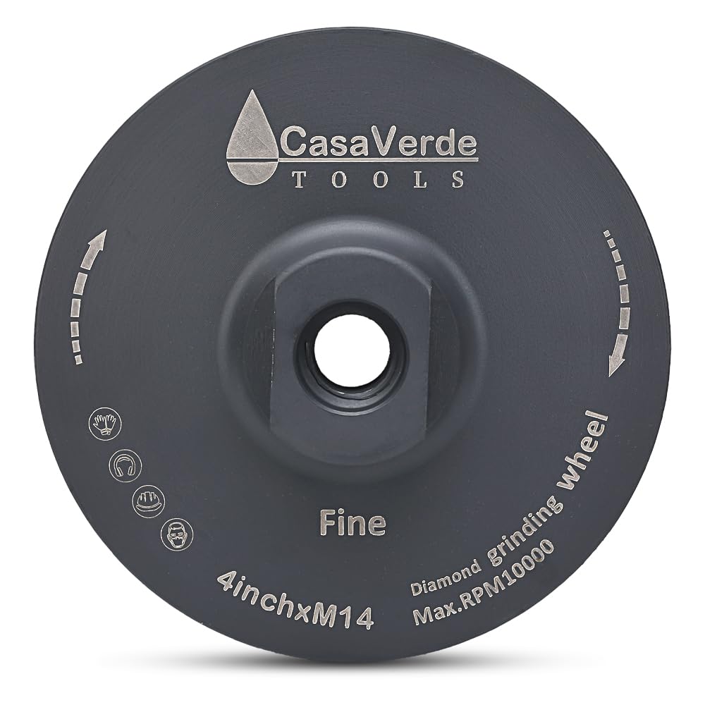 Casaverde Ruedas de copa de diamante de granito de 4 pulgadas, ruedas de copa rellenas de resina de diamante de 100 mm, grano fino con rosca M14 para acabado de superficies en azulejos de piedra