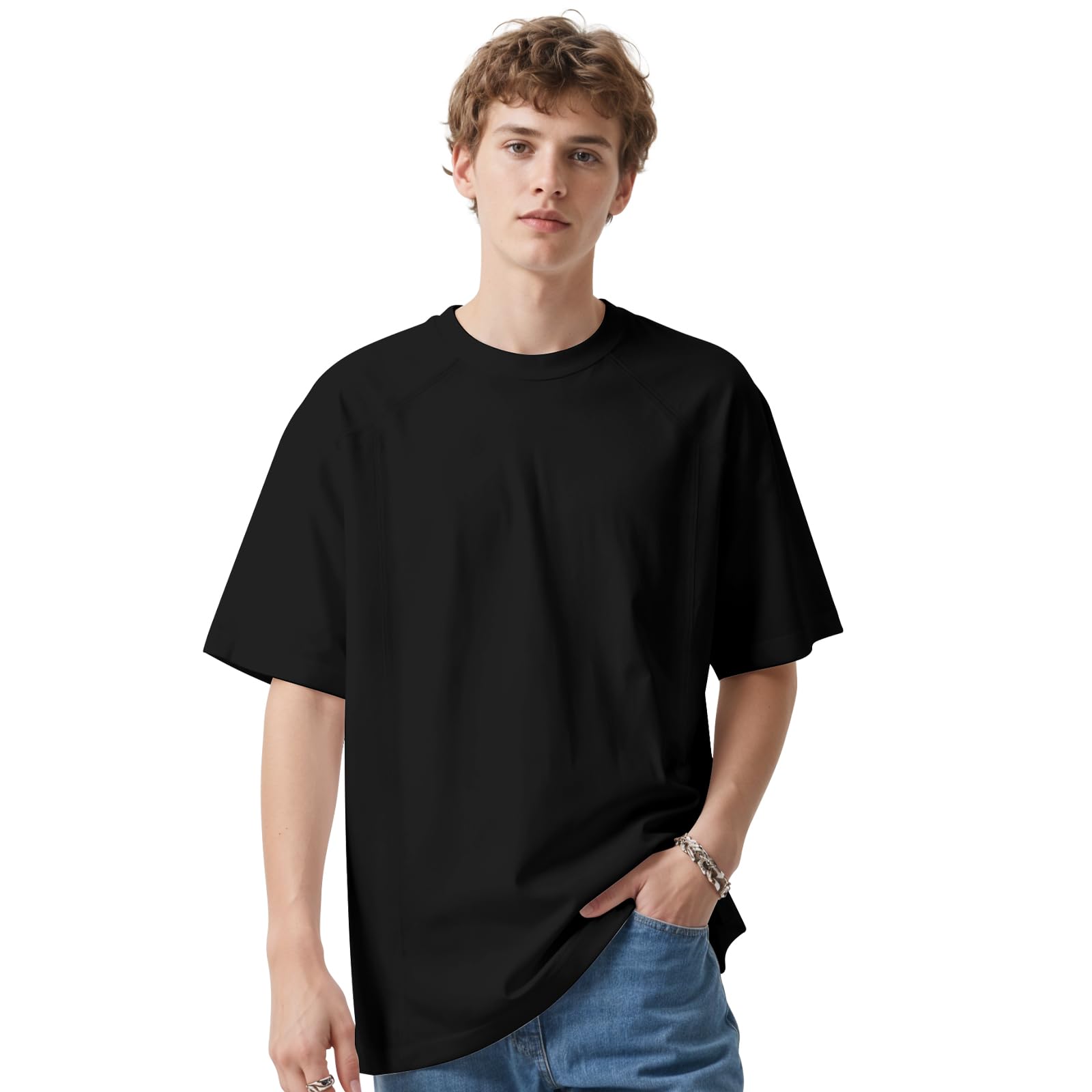 sanatty Mens Premium Short Sleeve T-Shirt Loose Fit Design 100 Cotton Double-Sided Soft Touch