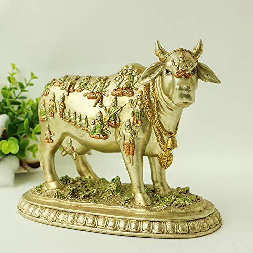 Alikiki Hindu God Nandi Statue - Hinduism Sacred Cow Figurine For Home Puja Sculpture - Indian Wedding Return Pooja Item Sculpture Mandir Temple Buddha Decor #TOP1