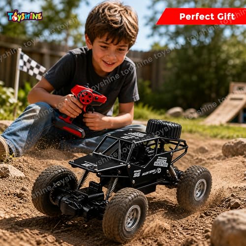Image of Toyshine 1:18 Scale 40mhz Frequency Remote Control High Speed Alloy Off Road Rock Crawler Fast Racing Vehicle Electric Hobby Toy Car for Kids Adults - Black