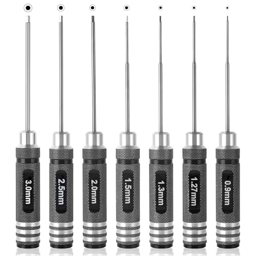 MDLHOBBY 7pc Precision RC Hex Screwdriver Set with 0.9mm-3.0mm Micro Allen Wrenches - Essential Repair Tools for RC Cars and Helicopters