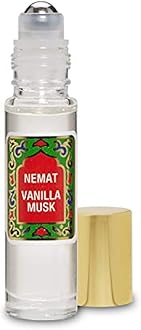 Vanilla Musk Perfume Oil Roll-On - Vanilla Fragrance Oil Roller (No Alcohol) Perfumes for Women and Men by Nemat Fragrances, 10 ml / 0.33 fl Oz