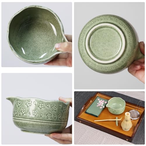 VPISHYKE Premium Matcha Set – Matcha Tea Set 7-teiliges traditionelles Tee-Set mit Bambusbesen, Schale, Sieb & Zubehör – Perfekt für Matcha-Liebhaber（Matcha-Farbe）