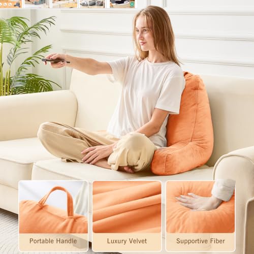 Image of Sasttie Reading Pillow for Bed, Back Pillow for Sitting Up, Orange