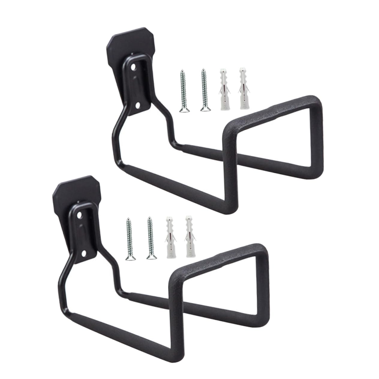 SHINEOFI 2pezzi Ganci Porta Attrezzi Da Garage Per Parete in Ferro Resistente Nero Per Appendere Prolunghe e Utensili Facile Installazione Su Legno