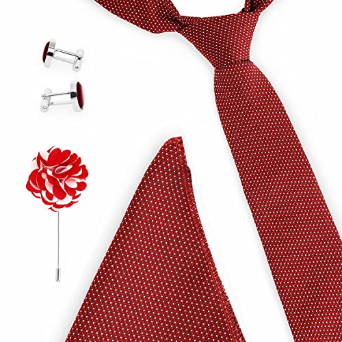 Image of BLACKSMITH Tie, Cufflink, Pocket Square, Lapel Pin, Set of 4 for Men [ Free Size ]