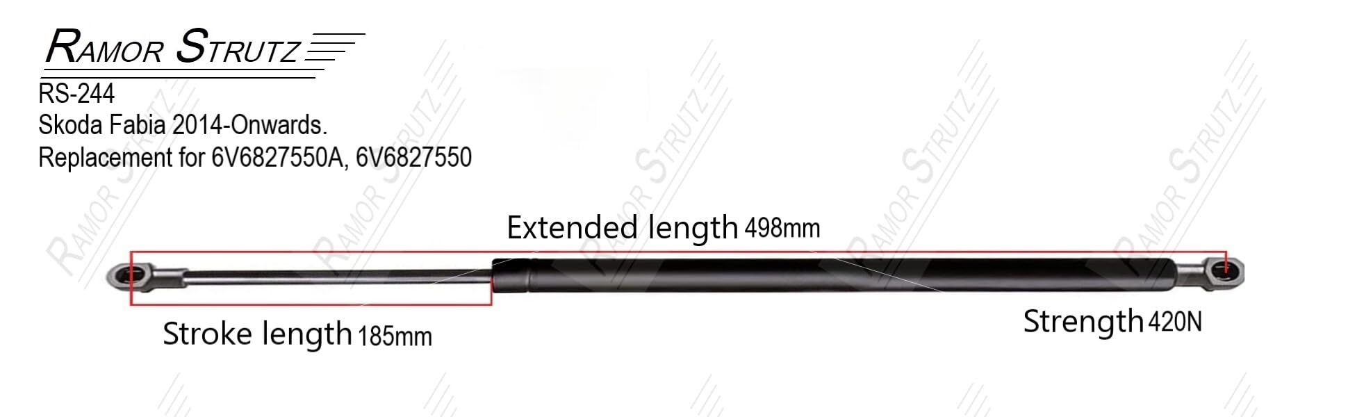 Magneti Marelli Gas Spring Damper Pair – Tailgate Lift Supports For Skoda Fabia III NJ3, Left & Right, 497.5mm, Made In Italy