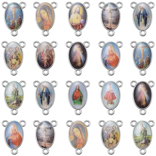 YionZian 50Pcs Rosary Centerpiece Medal Charms Religion Enamel Imagenes Virgen