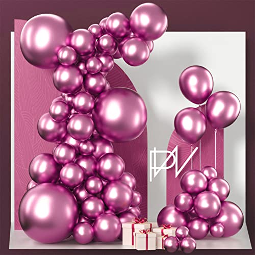Image of PartyWoo Metallic Hot Pink Balloons 100pcs Different Sizes of 18 12 10 5 Inch Chorme Dark Pink Magenta Fuchsia Balloon Arch Kit Garland for Wedding Birthday Baby Shower Party Decorations Pink-G114