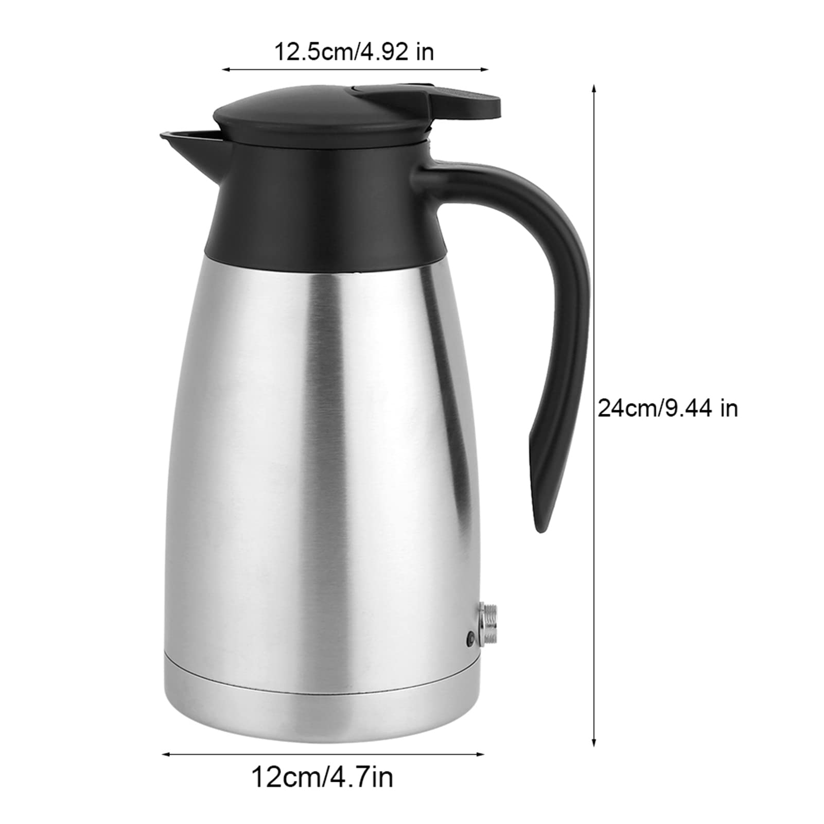 Generic Przenośny, Elektryczny Kubek na wodę, Podgrzewany Elektrycznie, 12 V, Stal Nierdzewna, 1000 Ml, z silikonową pokrywką do Kontaktu z żywnością, do Wycieczek Samochodowych i Biwakowania