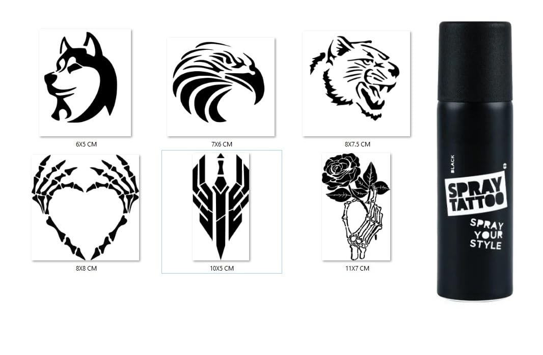 Hırçın Modeller Spray Tattoo Geçici Dövme Yapma Seti Siyah Sprey Dövme