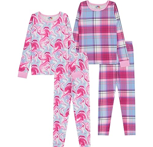 BTween 4-Piece Girls Pajamas, Long Sleeve Tie Dyed Girls Pajamas