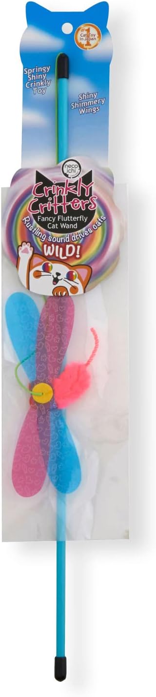 猫壱 NECOICHI Crinkly Critters Cat Feather Teaser Interactive Wand Toy No.1 Selling Cat Toy in Japan