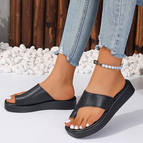 Summer womens Non-Slip slippers,Flat Clip Toe sandals for Big Toes Bent Toes and Pain Relief,Stylish Walking hallux valgus flip flops4