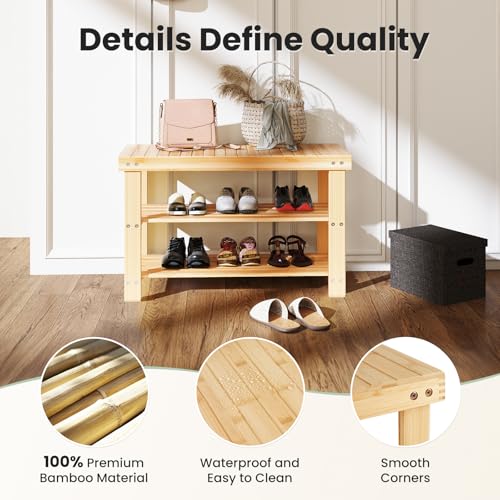 DUMOS-Shoe-Rack-Bench-with-Storage-3-Tier-Bamboo-Entryway-Benches-Wooden-Shoe-Rack-Holds-Up-to-286-lb-Storage-Organizer-Suitable-for-Bedroom-Living-Room-Balcony-Classical-Wood