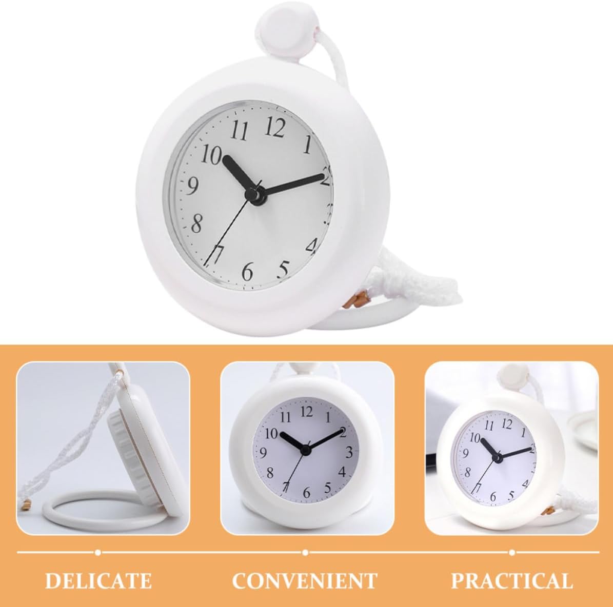 Cabilock Waterproof Shower Clock for Bathroom and Kitchen with Lightweight Plastic Construction, Vintage Style Hanging Clock Suitable for Hotel and Home Use