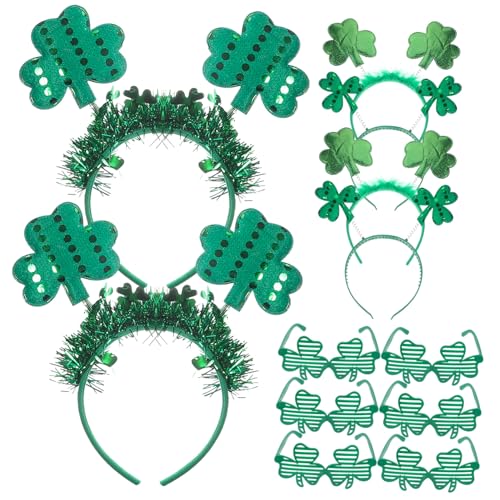 OSOLADY 1 Set Glasses Headband Set Shamrock Glasses Saint Patty’s Day Accessories Holiday Glasses Props Color St. Patrick's Day Party Eyeglasses St. Patrick's Day Hairband Fabric Green