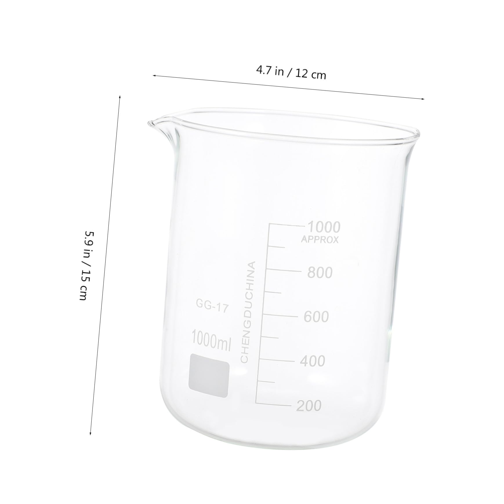 PLAFOPE Vasos de Precipitados de Vidrio Graduado, 5 Piezas para Laboratorio | Tazas Medidoras Transparentes, Porta Líquidos a Escala, Decoracion Colegio