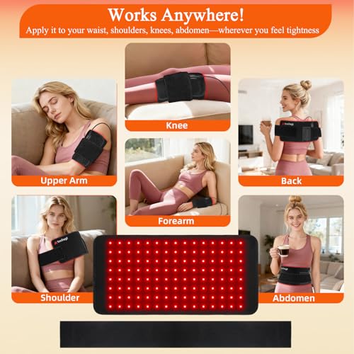 Red Light Therapy for Body, 3 in 1 LED Bead 660nm 850nm 16" Infrared Red Light Therapy Belt Wrap Pad for Back Shoulder Waist Stomach Knee Muscle — view 5