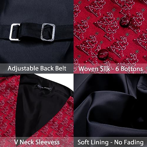 Image of Barry.Wang Mens Red /Green Christmas Suit Vest Holiday Xmas Waistcoat Tie Set Party Tuxedo