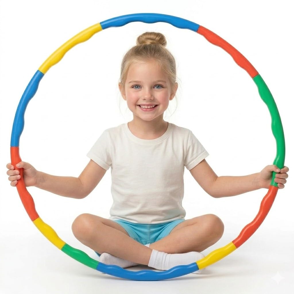 Adjustable Hula Hoop for Kids and Adults, Detachable 8-Piece Interlocking Ring, Multicolour, for Fitness, Balance and Coordination (Kids HULAHOOP)-image-11