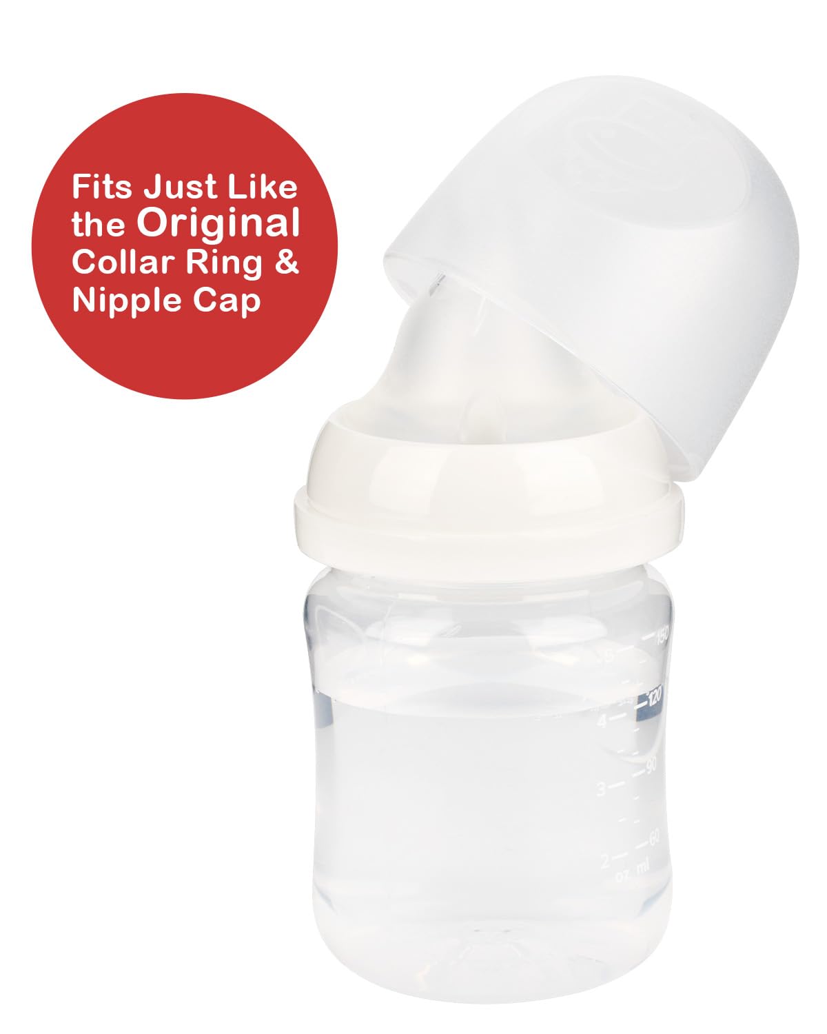 4 Pack Baby Bottle Ring Collars and Cap for Evenflo Wide Neck 5oz & 9oz Baby Bottle