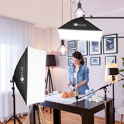 LOMTAP Softbox Photography Lighting Kit 50\'X70\' Professional Continuous Light Soft Boxes System with Boom Arm Stand 5 in 1 Reflector and Bulbs for Portrait Photo Studio YouTube Shooting - Thumbnail 4