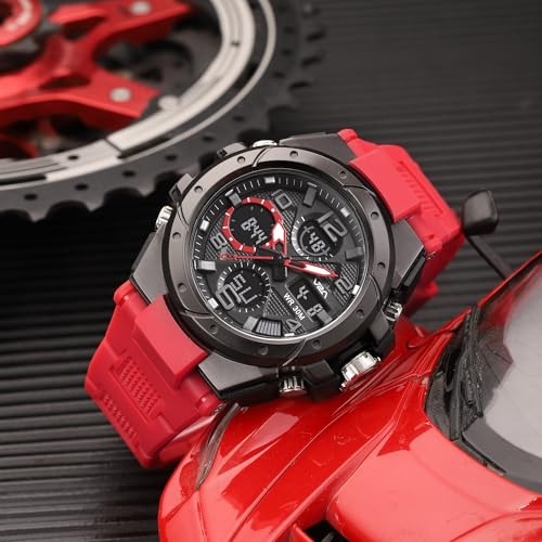 Image of V2A Styrke 5110 Analog Digital Watch for Men | Hybrid Multi Display Dial | Alarm Stopwatch Day Date 12 /24 Hr | TPU Strap | 30M Water Resistant