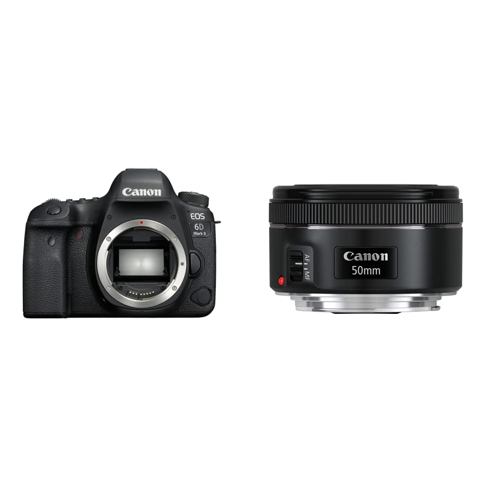 Canon EOS 6D Mark II Digital SLR Camera - Black & EF 50 mm 1.8 STM