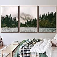 3 Piece Framed Canvas Wall Art Cool Lake Landscape Canvas Prints Home Artwork Decoration for Living Room,Bedroom - 16