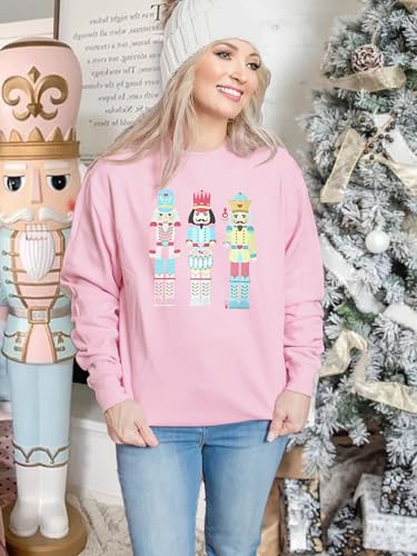 Women's Christmas Nutcracker Sweatshirt Crewneck Long Sleeve Shirt Xmas Holiday Pullover Tops