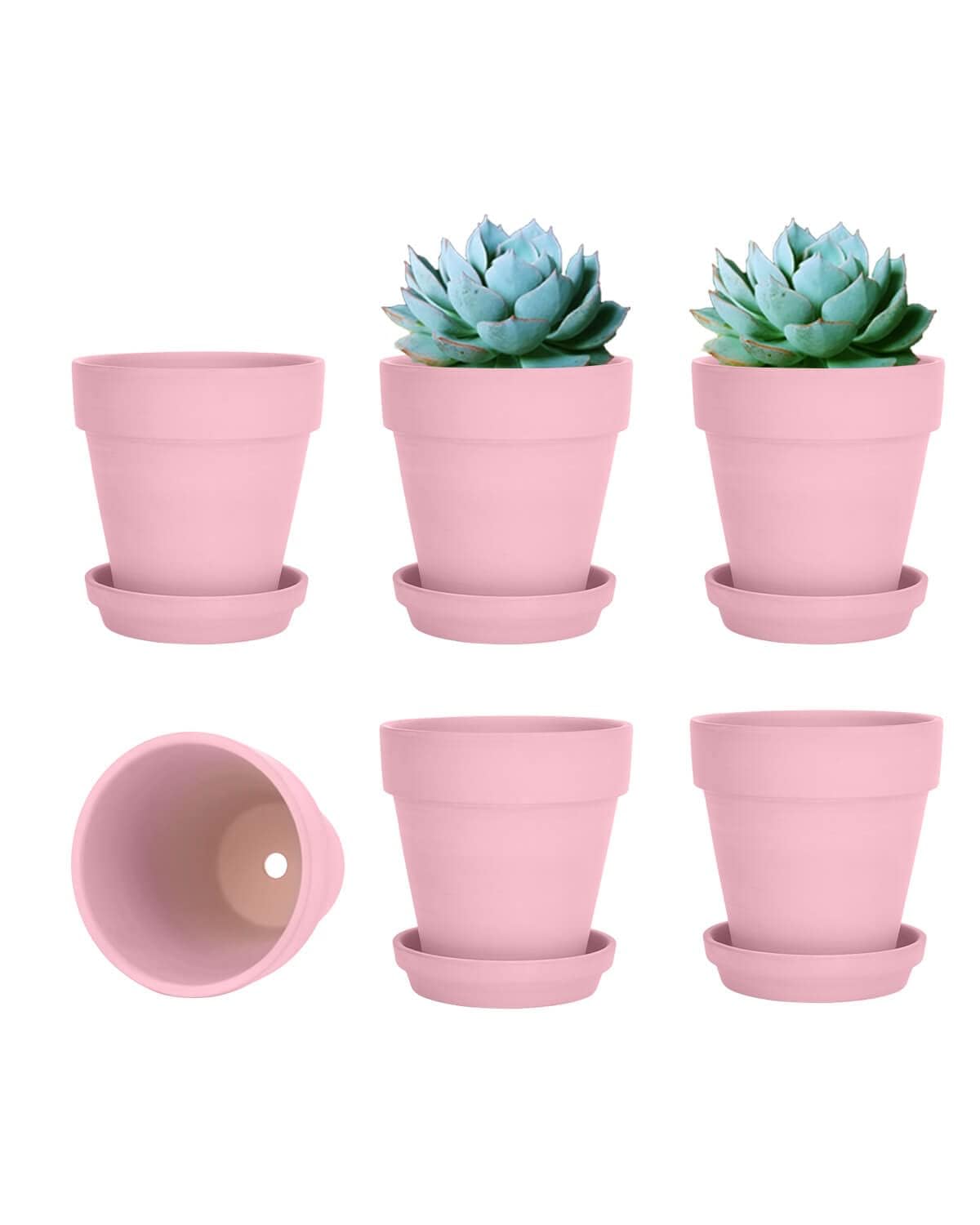 Amazon.com: vensovo 4 Inch Small Peach Pink Terracotta Plant Pots with  Saucer - 6 Pack Clay Flowerpots with Drainage, Great for Indoor Outdoor  Plants, Crafts, Wedding Favor : Patio, Lawn & Garden