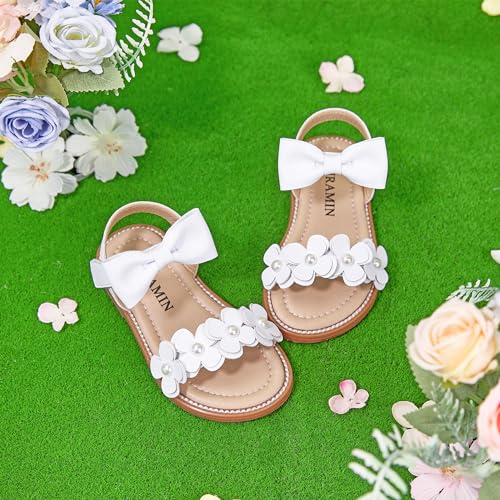 Image of PHIRAMIN Toddler Girl Sandals - Flower Girl Dress Shoes Open Toe Little Kid Wedding Party