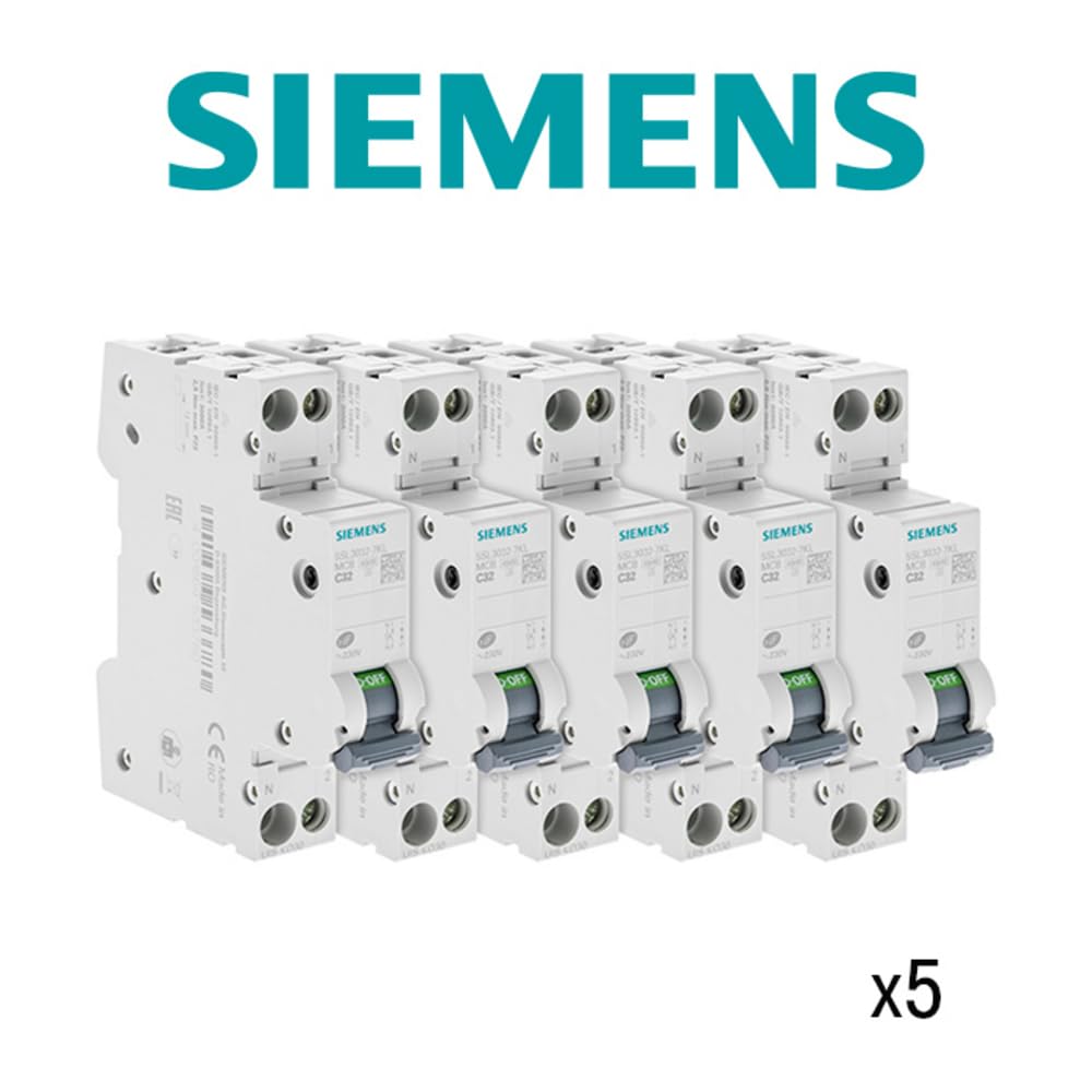 Lot de 5 Disjoncteurs électriques phase + neutre 32A